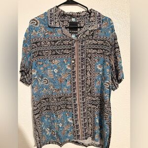 Demin flower button up shirt